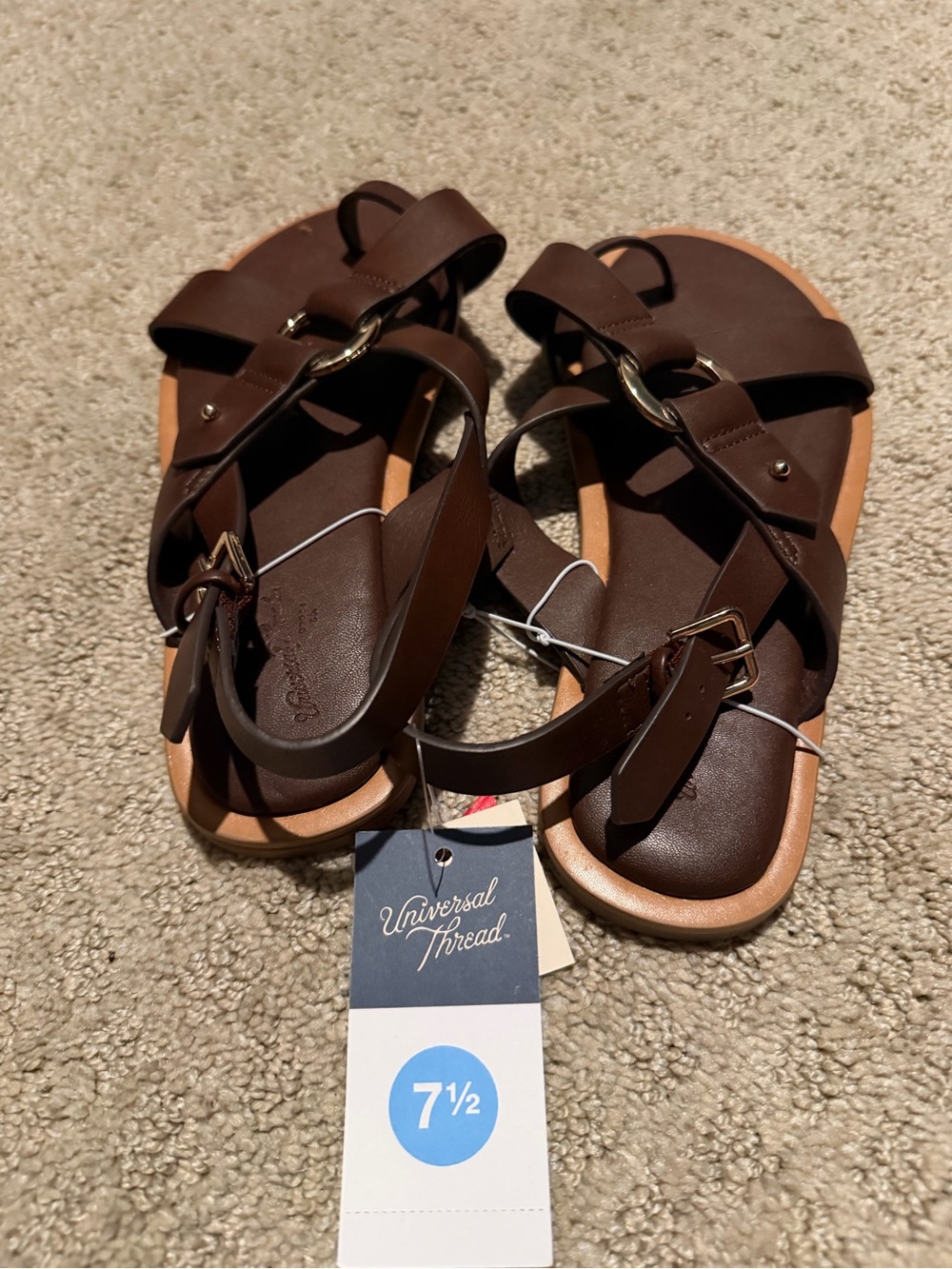 Universal Thread Dark Brown Strappy Sandals with Gold Hardware